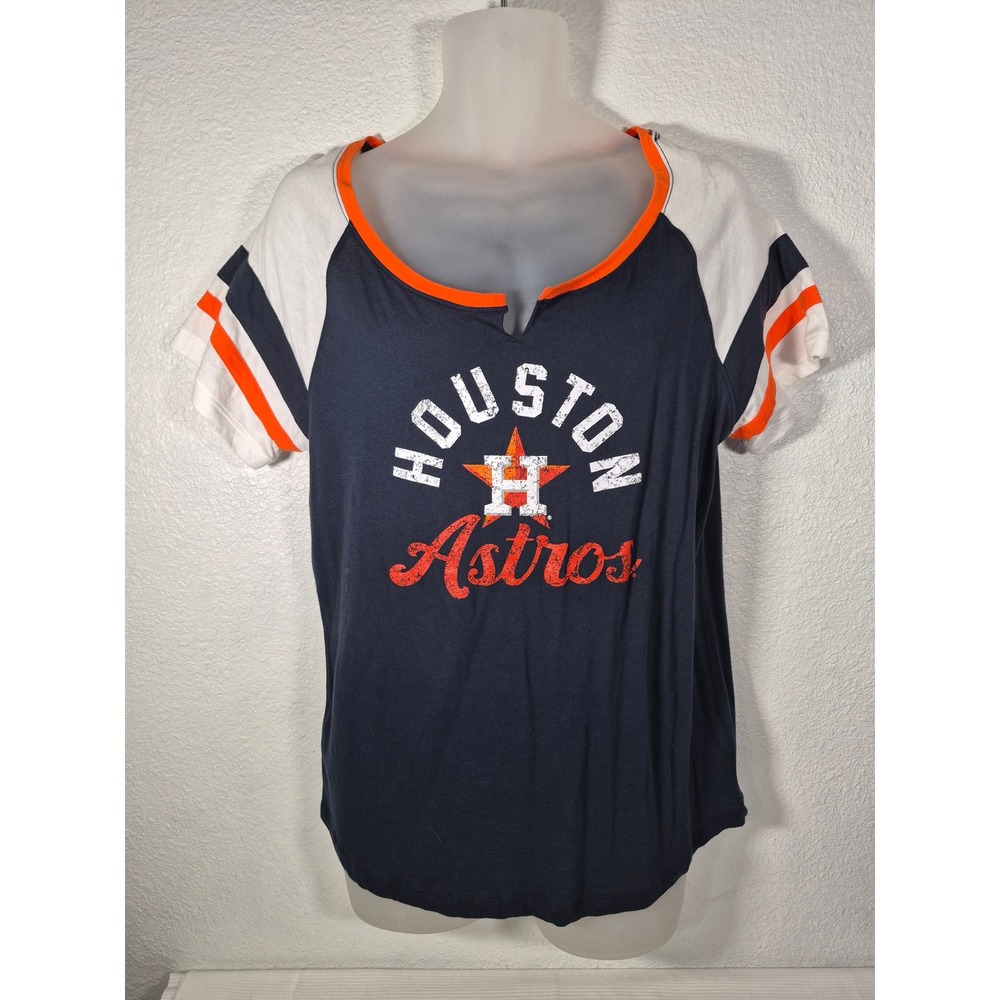 Campus Lifestyle Houston Astros MLB Navy Blue Raglan T-Shirt Womens XL 2021